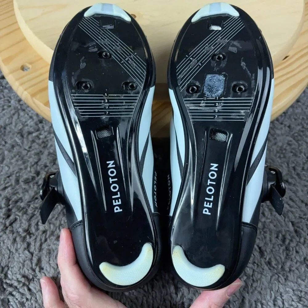 Peloton Black and Pink Cycling Shoes with White Accents
